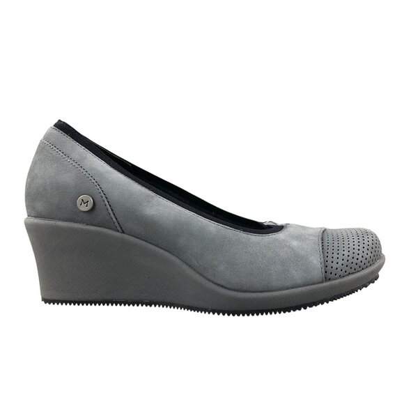 Mozo Women's Size 7 Gardena Grey Leather Closed Toe High Heel Wedges Shoes - Picture 1 of 15